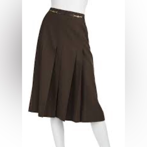 Celine Vintage Pleated Horsebit Midi Skirt - Picture 1 of 7
